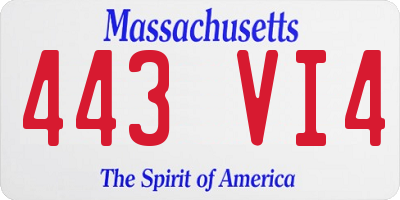 MA license plate 443VI4
