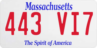 MA license plate 443VI7