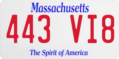MA license plate 443VI8