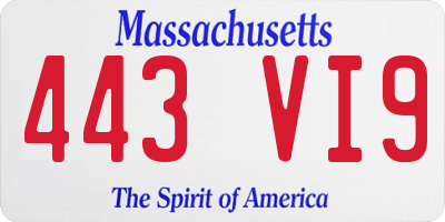 MA license plate 443VI9