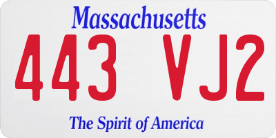 MA license plate 443VJ2
