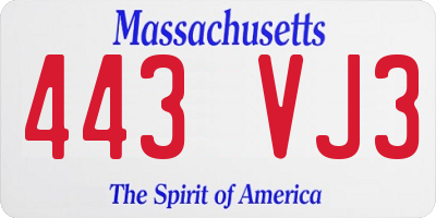 MA license plate 443VJ3