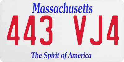 MA license plate 443VJ4