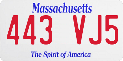 MA license plate 443VJ5