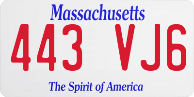 MA license plate 443VJ6