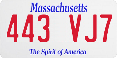 MA license plate 443VJ7