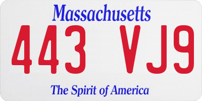 MA license plate 443VJ9