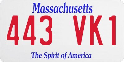 MA license plate 443VK1