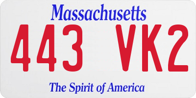 MA license plate 443VK2