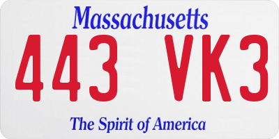 MA license plate 443VK3