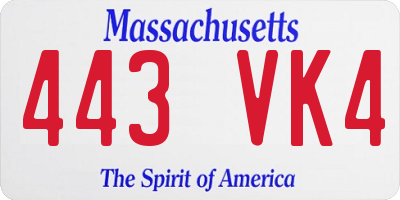 MA license plate 443VK4
