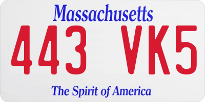 MA license plate 443VK5