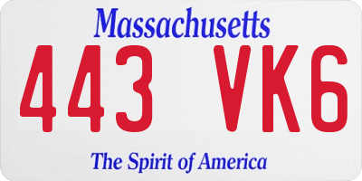 MA license plate 443VK6