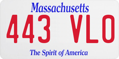 MA license plate 443VL0