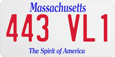 MA license plate 443VL1