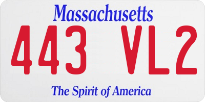 MA license plate 443VL2