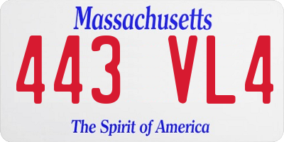 MA license plate 443VL4