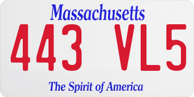 MA license plate 443VL5