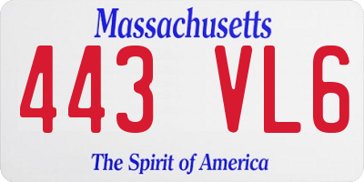 MA license plate 443VL6