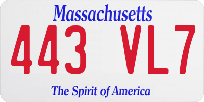 MA license plate 443VL7