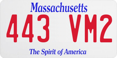 MA license plate 443VM2
