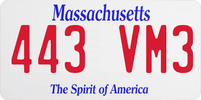 MA license plate 443VM3