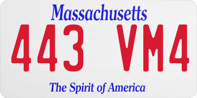 MA license plate 443VM4