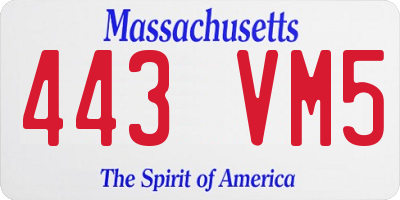 MA license plate 443VM5