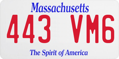 MA license plate 443VM6