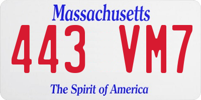 MA license plate 443VM7