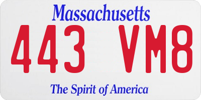 MA license plate 443VM8