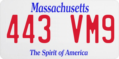 MA license plate 443VM9