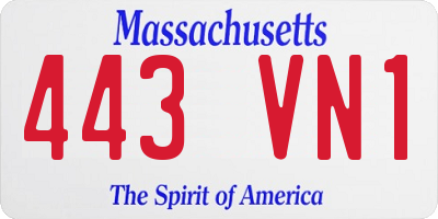 MA license plate 443VN1