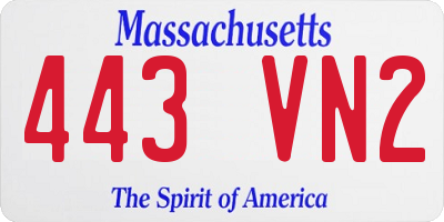 MA license plate 443VN2