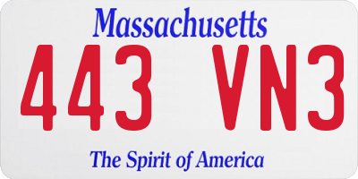 MA license plate 443VN3