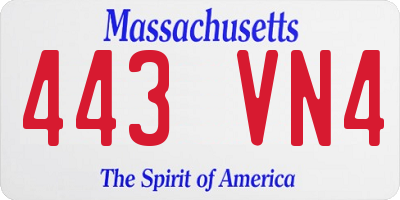 MA license plate 443VN4