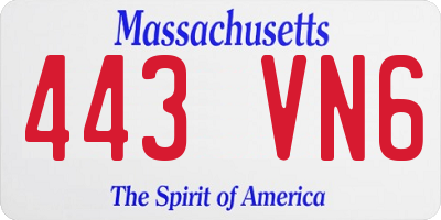 MA license plate 443VN6