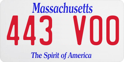 MA license plate 443VO0