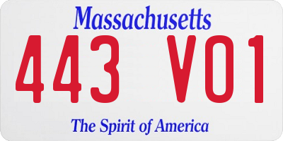 MA license plate 443VO1