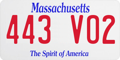 MA license plate 443VO2