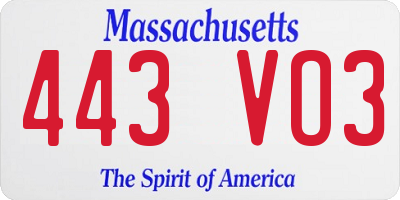 MA license plate 443VO3