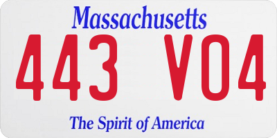 MA license plate 443VO4