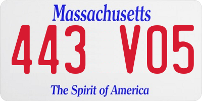 MA license plate 443VO5