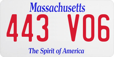 MA license plate 443VO6