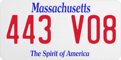 MA license plate 443VO8