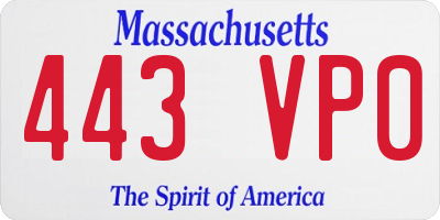 MA license plate 443VP0