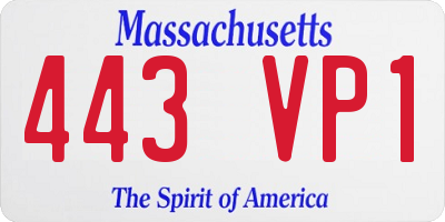 MA license plate 443VP1