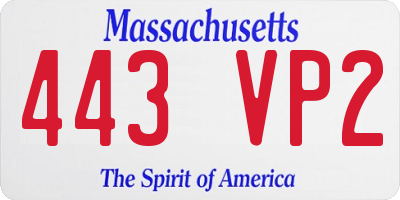 MA license plate 443VP2