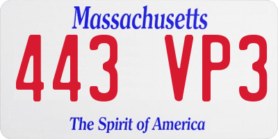 MA license plate 443VP3