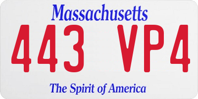 MA license plate 443VP4